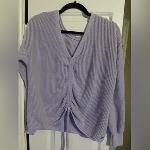Reversible Cinch Front Sweater - lavender